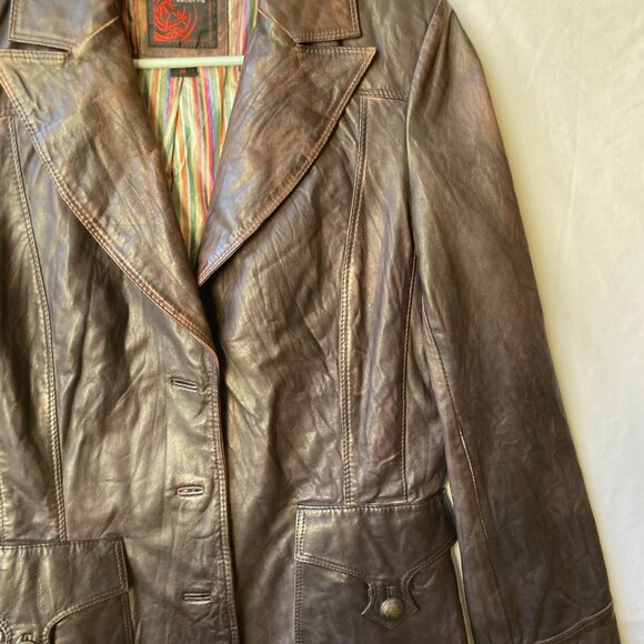Vintage French Redskins Brown Patina Leather Jacket Size M Glove Soft Read! - Picture 5 of 16
